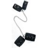 Esposas De Mano Tobillo Con Cadena Larga- Eco-Cuero Negro