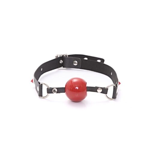 Mordaza Bola Roja Eco Cuero Y Tachas Rojas